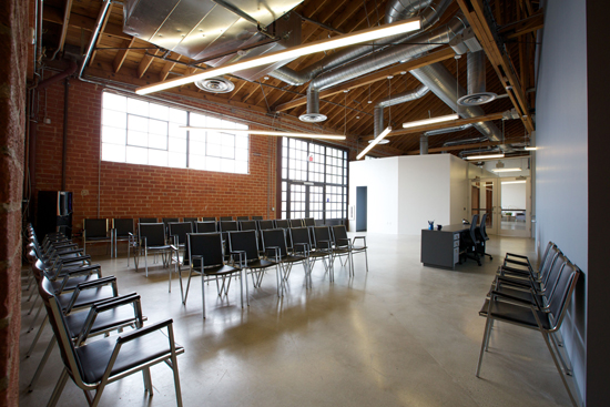 The Los Angeles audition center waiting area filled with black chairs