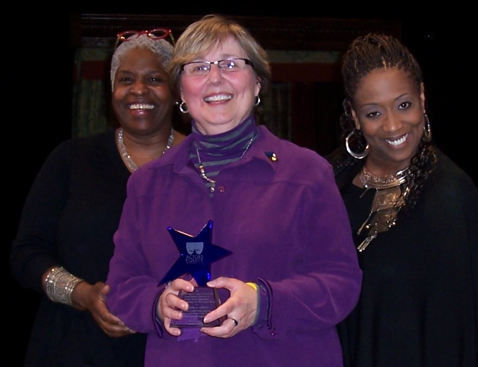 Kathryn Lamkey accepts her award alongside Cheryl Lynn Bruce and E. Faye Butler