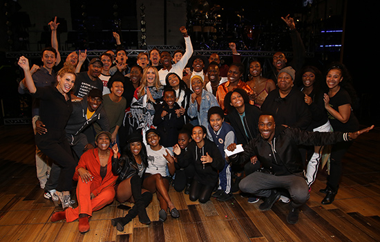 Katie Webber with fellow cast members of Tina – The Tina Turner Musical.
