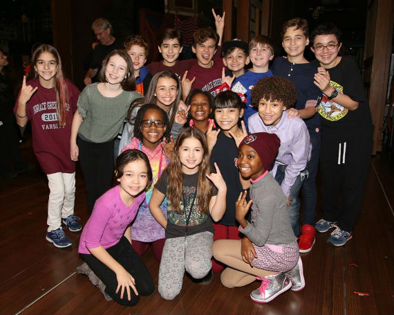 Young Performers in School of Rock on their opening night on Broadway
