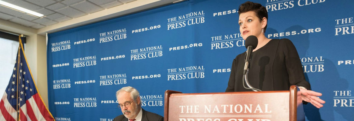 Equity President Kate Shindle addresses the National Press Club about NEA Funding in 2017